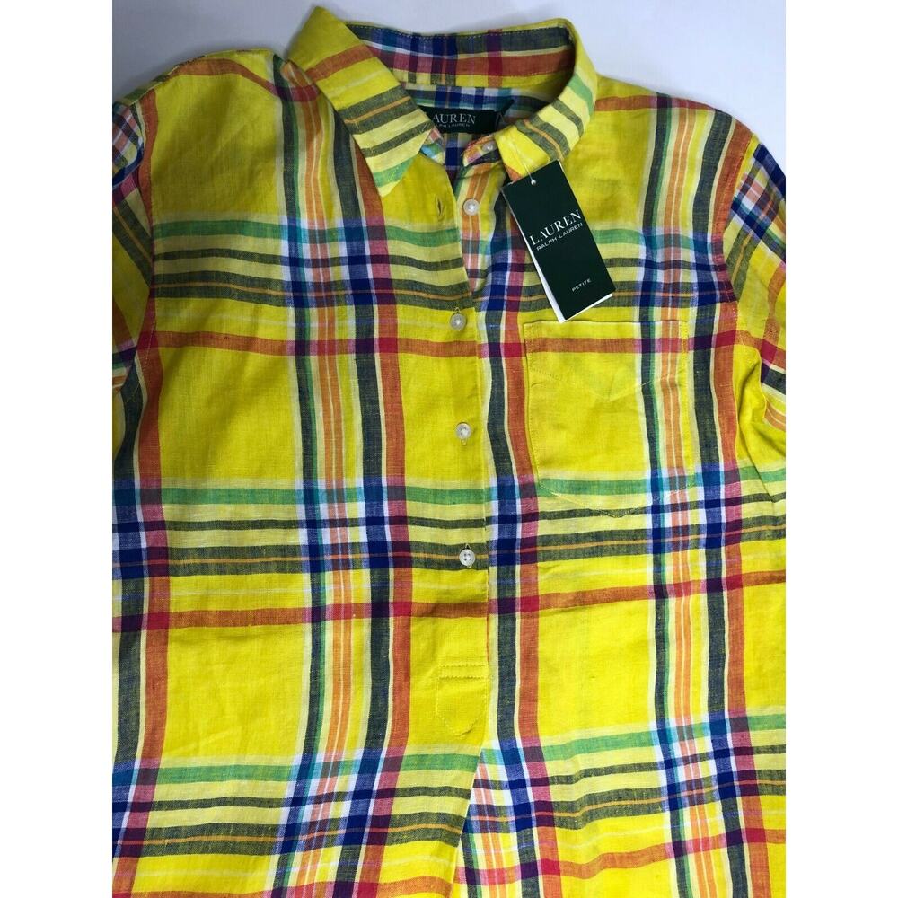 Lauren Ralph Lauren Women's shirt long sleeve 201786821001 Yellow Size PM - Picture 8 of 12